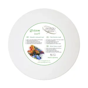 Leinwand rund 60 cm mit Kiefernholz Rahmen 36mm bespannt mit 100% Baumwolle Gewebe 380g