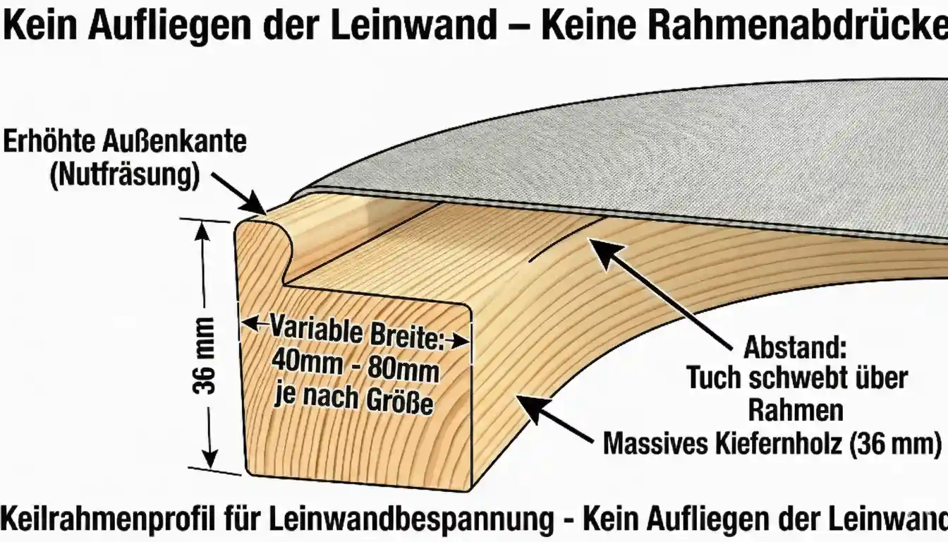 Leinwand rund Kiefernholz Rahmen 36mm, bespannt mit Leinen Gewebe 400g in dm 30cm bis 200cm - Made in Germany 4 Leinwand rund Kiefernholz Rahmen 36mm, bespannt mit Leinen Gewebe 400g in dm 30cm bis 200cm - Made in Germany – Bild 4