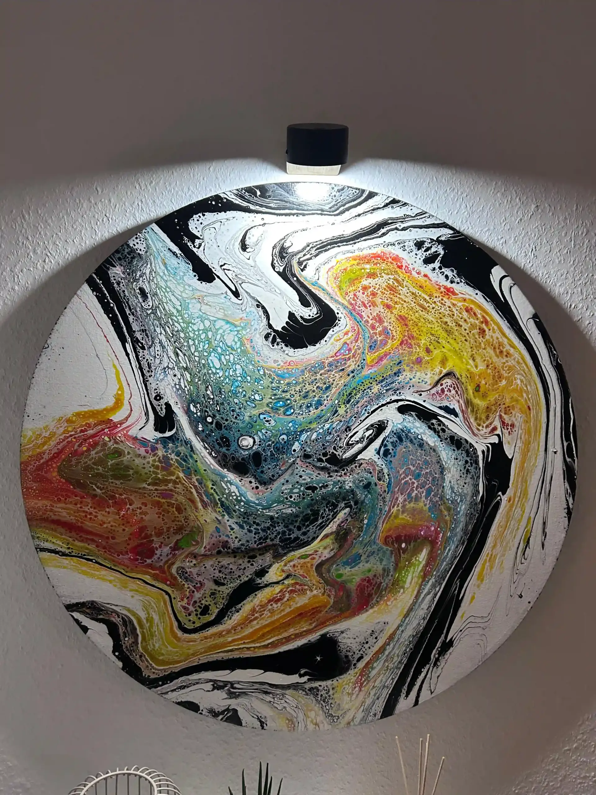 Artist Lounge 17 rundes Bild Acryl Pouring Sindermann1 scaled