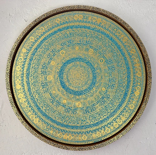 Artist Lounge 28 Matthias Eule Leinwand Gemaelde Gold rund