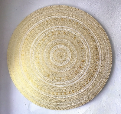 Artist Lounge 30 runde Leinwand Gold Eulengold2 r